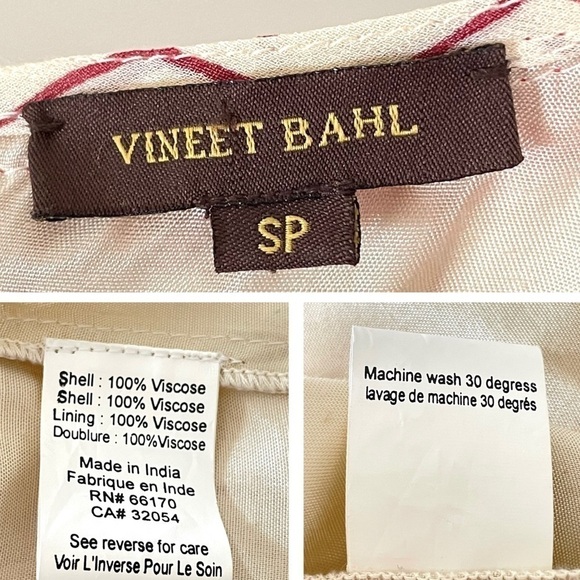 Anthropologie Vineet Bahl Stitched Avani Embroidered Detail Dress Cream Red SP - Picture 16 of 16